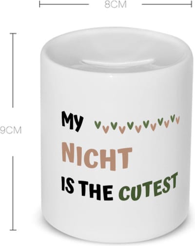 Akyol - my nicht is the cutest Spaarpot - Nicht - schattige nicht - verjaardagscadeau - verjaardag - cadeau - cadeautje voor nicht - nicht artikelen - kado - geschenk - gift - 350 ML inhoud