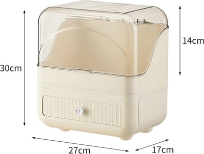 Make-up Organizer en Stofdicht Opbergdozen met Laden - Cosmetica-Organizer voor Dressoir, Badkamer en Slaapkamer, Wit