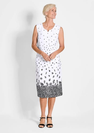 Gedessineerde jurk van jersey - zwart / wit / gedess. - Gr. 40 van Goldner Fashion