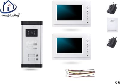 Home-Locking complete deur intercom/videofoon met 2 binnen panelen.DT-1476-1-2
