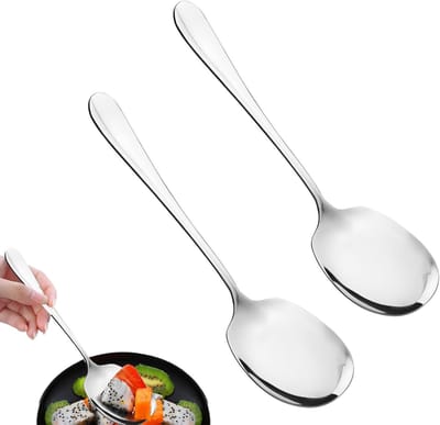 Grote RVS Serving Spoons van 21 cm met Lange Handvatten voor Salades en Keukenaccessoires, Perfect voor Diner en Feestjes