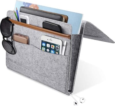 Jumada's Nachtkastje Opbergtas - Bedopberger - Tijdschriftenhouder - Opbergzak - Bed Opbergzak - Bank Opbergzak - Magazijn Opberger - Tablet Opberger - Multifunctionele Organizer - Grijs