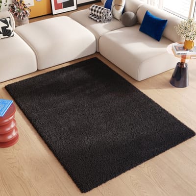 Tapiso Essence Vloerkleed Antraciet Hoogpolig Shaggy Tapijt Maat- 120x170
