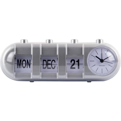 Karlsson - Wekker Retro Tube Calendar Flip - Zilver