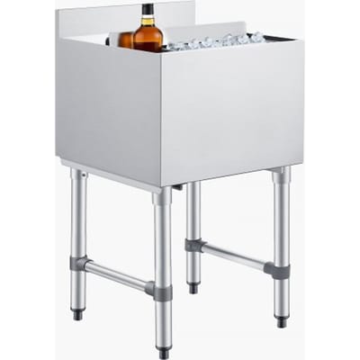 VEVOR Catering Ijscontainer 46,7 Liter, Roestvrijstalen Onderbouw Ijscontainer 455 X 455 X 850 mm met Schuifdeksel, Flessenhouders en Verstelbare Poten, voor Bar, Restaurant en Café, Nsf-Gecertificeerd