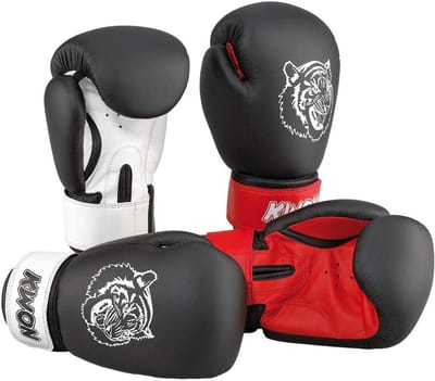 Bokshandschoenen Junior - Stijlvolle bokstraining handschoenen met Foam Filler en Duwbescherming - Jeugd Sparring bokshandschoenen voor Kickboksen en Muay Thai - Zwart/Rood