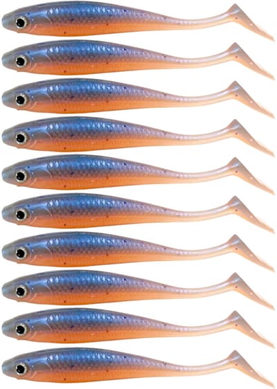 S&D | Shad Set 10 Stuks – 6.5cm / 2g – Blauw / Roze – Realistisch Kunstaas met Glitters & Schubbenpatroon – Voor Snoek, Baars & Roofvis