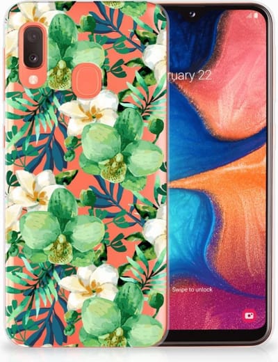 Samsung Galaxy A20e TPU Case Orchidee Groen