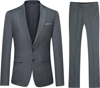 ALLTHEMEN Heren 2-Piece Slim Fit Pak - Tweeknoops Zakelijk Pak - S