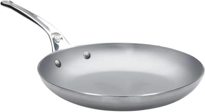 Omelet Pan - Koekenpan Koolstofstaal - Perfecte Omeletten Bakken - Natuurlijk Antiaanbak - 28 cm Diameter - Zilver