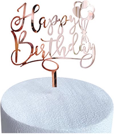 Happy Birthday TaartTopper Rose Goud TaartDecoratie Cake Topper Taart Topper Decoratie Verjaardag Versiering – 1 Stuk