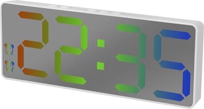 Nuvance Digitale Wekker - Digitale Klok - Wekkers voor Kinderen & Volwassenen - Reiswekker - Slaapkamer - Led Wekkers Digitaal - Wit RGB