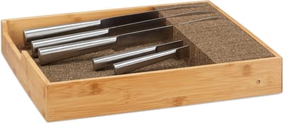 messenhouder bamboe - met kurken bodem - 6,5 x 38 x 33,5 cm