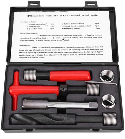 Dailygoods- Draad Reparatie Kit Hoge Sterkte - Schroefdraadmeter - Gereedschap Set - Geschikt voor Auto-onderdelen - Herbruikbaar - Slijtvaste Inzetstukken - Schroefdraadset