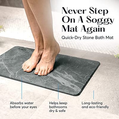 Antislip diatomeeënaarde badmat - Super absorberende en sneldrogende douchemat voor de badkamer (23,5 x 15 cm)