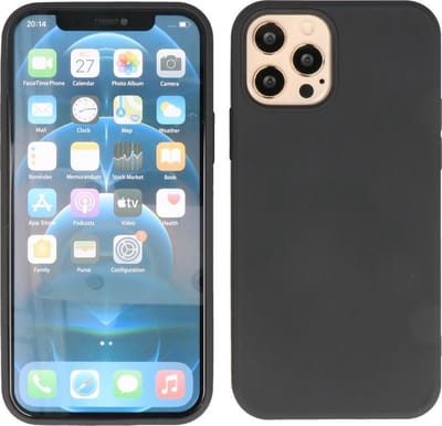 Hoesje Geschikt voor iPhone 12 Pro Max - 2.0mm Dikke Fashion Telefoonhoesje Backcover - Siliconen Hoesje - Zwart