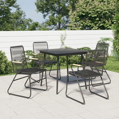 vidaXL - 5-delige - Tuinset - PVC-rattan - zwart