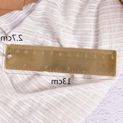 Vintage Messing Liniaal 12/15 cm, Dubbele Schaal, Gegraveerd Bookmark voor Cartografie en Schilderen, Perfecte Meettool voor Kunstenaars en Ontwerpers