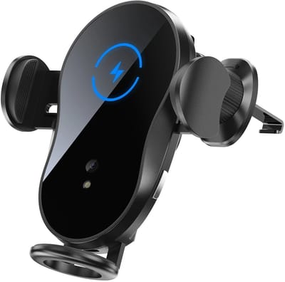 DrPhone VHC1 Auto Telefoonhouder met Draadloos Laden 15W – Automatische Klem – Zuignap en Ventilatierooster Houder – Verstelbaar