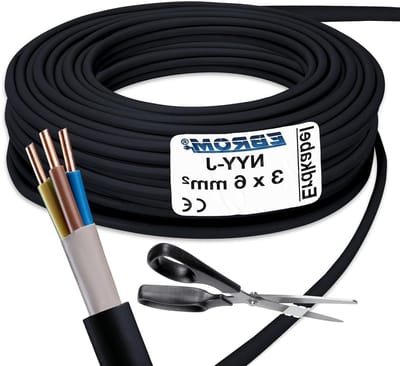 Sterkroomkabel NYY-J - Aardkabel Grondkabel - Vaste Installatie Buiten - Per Meter Nauwkeurig - 3x6 mm² - Zwart