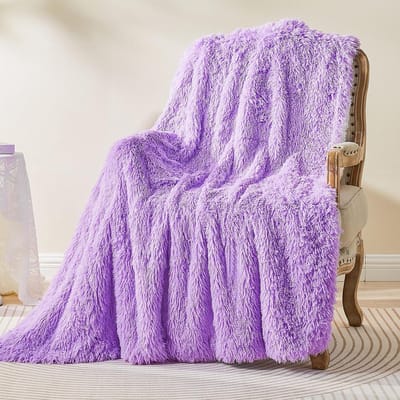 Luxe Imitatiebont Deken - Super Zacht, Dik en Warm Pluizig Fleece Kleed - Paars