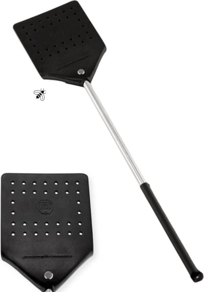 Brute Strength - Leren vliegenmepper - Zwart - 1 stuk - Vliegenvanger - Vliegenmeppers - Leer