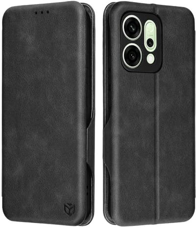 Hoesje geschikt voor Oppo Reno14 - Techsuit Safe+ Book Wallet Case - Zwart