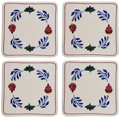 Boerenbont Pannen Onderzetter 20x20cm Aardewerk set van 4