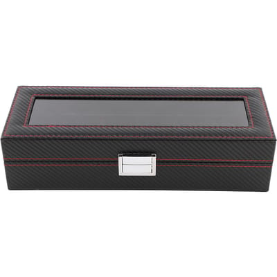 Boîte à Montres 6 Emplacements Étui de Voyage en Fibre de Carbone Présentoir à Bijoux Rangement Organisateur de Collectionneur