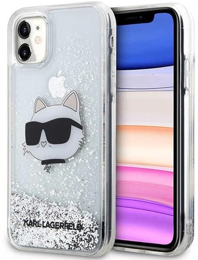 Karl Lagerfeld Glitter Choupette - iPhone Hoes - Zilver - Elegant Design - Precieze Pasvorm