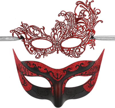Maskerade maskers - 2 stuks voor Halloween carnaval en feest - Venetiaans design - voor mannen en vrouwen