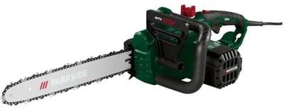 PARKSIDE® Elektrische kettingzaag 2200 W - Kettingsnelheid: max. 15,3 m/s - Zaaglengte: ca. 39,5 cm - Inclusief zwaardbeschermingskoker en combinatiesleutel