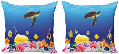 ABAKUHAUS – Oceaan kussenhoes 2x50x50 cm – dubbelzijdige druk