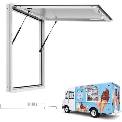 VEVOR Verkoopraam voor Foodtrucks 915 x 915 mm Verkoopraam Ideaal voor straatverkoop, afhaal en drive-through, opent tot 85°, met dubbele afdichtingsstrips en intern vergrendelingsmechanisme
