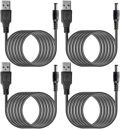 Dailygoody - USB Voedingskabel - 6-delig - 1 meter - DC 5.5 x 2.1mm - Geschikt voor verschillende apparaten - 5V - Opladen en Voeden