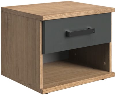 CALICOSY - Nachtkastje 1 lade eiken en grafietdecor - L46 cm