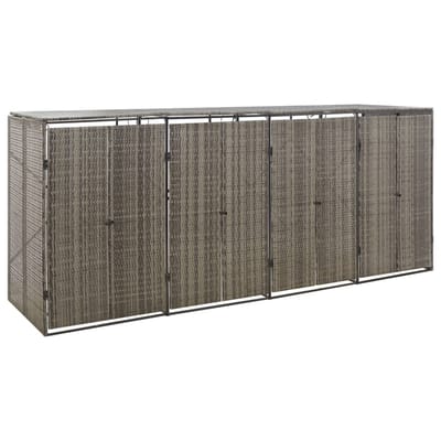 vidaXL - Containerberging - viervoudig - 274x80x117 - cm - poly - rattan - grijs