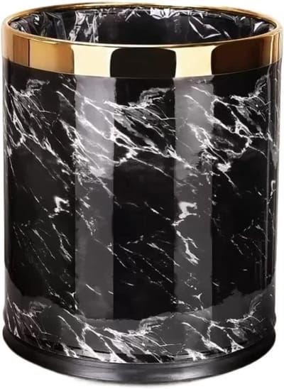 Metalen Prullenbak - Afvalbak Ronde Vorm - Thuiskantoor Decoratie - Licht Luxe Stijl - 23 x 27 cm - B