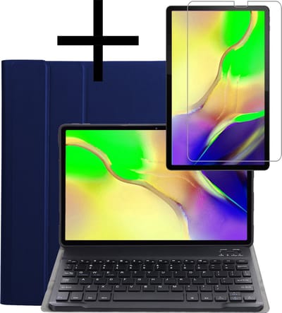 Hoes - Geschikt voor Samsung Galaxy Tab A 10.1 (2019) - Met Screenprotector - Keyboard Book Cover - Toetsenbord Case - Hoesje - Donkerblauw