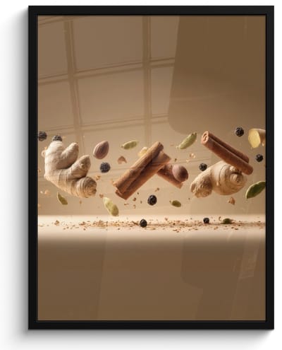 Poster in lijst - Fotolijst 50x70 cm - Posters - Specerijen - Zweven dynamisch - Geurassociaties - Posterlijst zwart - Decoratie - Wanddecoratie woonkamer - Muurdecoratie slaapkamer