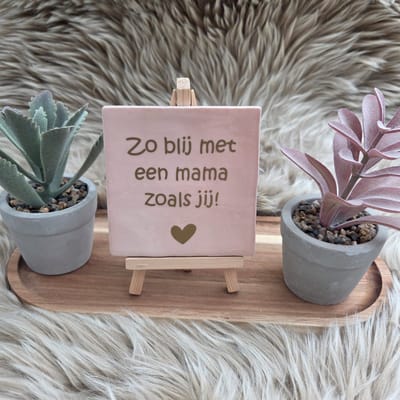 Robuust wenstegeltje – Zo Blij met een Mama zoals Jij – 10x10 cm – Lief Cadeau voor Moederdag, Mama's Verjaardag of Zomaar voor Mama – Wanddecoratie – Trendy nu