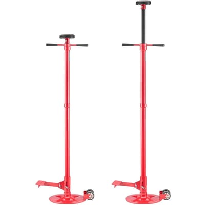 Onderhefsteunstandaard, 3/4 Ton Capaciteit Onder Hefboomkrikstandaard met Twee Wielen, Hefhoogte van 1320 tot 2032 mm, Lagers Gemonteerd Draaibaar Handvat, Voet