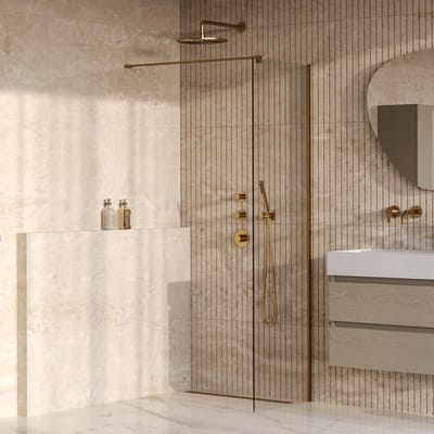 Brauer Oblivion - Inloopdouche - Helder Glas - 60 x 200 cm - incl. Glascoating - PVD Goud Geborsteld