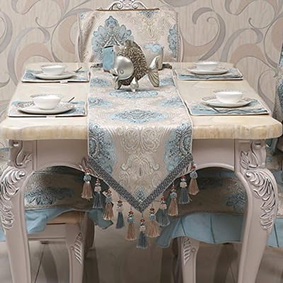 Moderne Tafelloper Eettafel Decoratie, Blauw, Blauwe hanger kraal