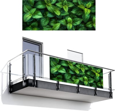 Balkonscherm 300x120 cm - Balkonposter Bladeren - Planten - Groen - Klimop - Balkon scherm decoratie - Balkonschermen - Balkondoek zonnescherm