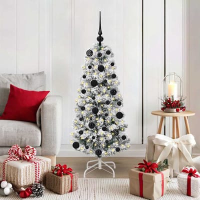 vidaXL - Kunstmatige - Hinged - Kerstboom - 150 - LED's - Groen - en - Wit - 120 - cm