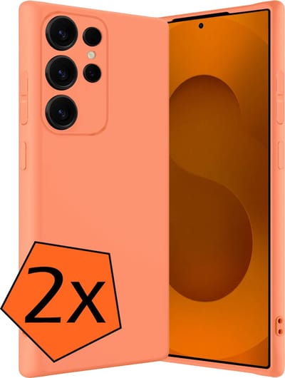 Hoes - 2 Stuks - Geschikt voor Samsung Galaxy S25 Ultra - Sterk & Shockproof - Case Siliconen - Back Cover - Telefoon Hoes - Perzik