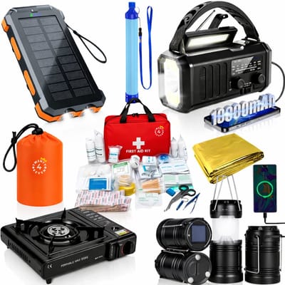 Twenty4seven® Noodpakket Thuis Compleet - Survival Kit & Overlevingspakket - Met Noodradio, Kooktoestel, Nooddeken & Solar Lantaarn - Bij Stroomuitval & Rampen