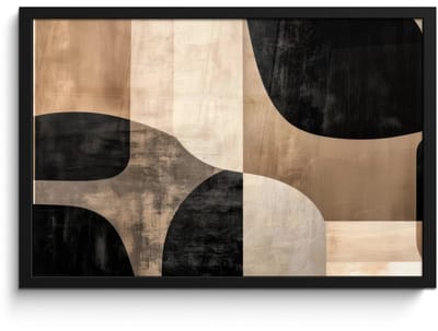 Poster in lijst - Fotolijst 60x40 cm - Posters - Abstract - Vlakken - Zwart - Rond - Posterlijst zwart - Decoratie - Wanddecoratie woonkamer - Muurdecoratie slaapkamer