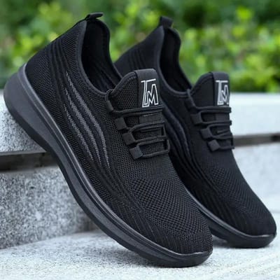 Nieuwe Heren Sport Platte Schoenen Casual Mode Ademende Wandelschoenen Lichtgewicht en Comfortabele Herenschoenen 39 black